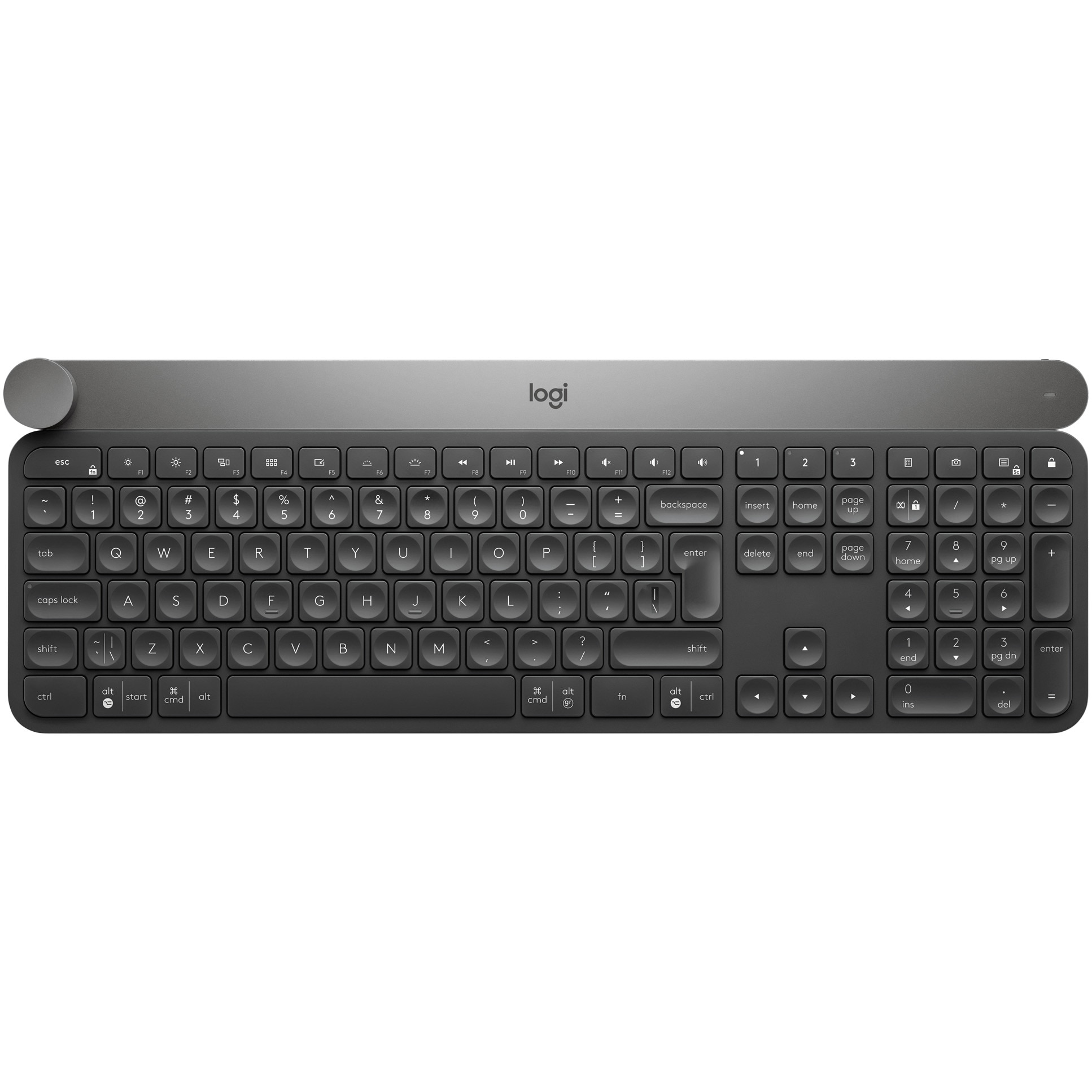Tastatura wireless Logitech Craft Advanced, Iluminare, Creative input dial, US INTL layout, Graphite