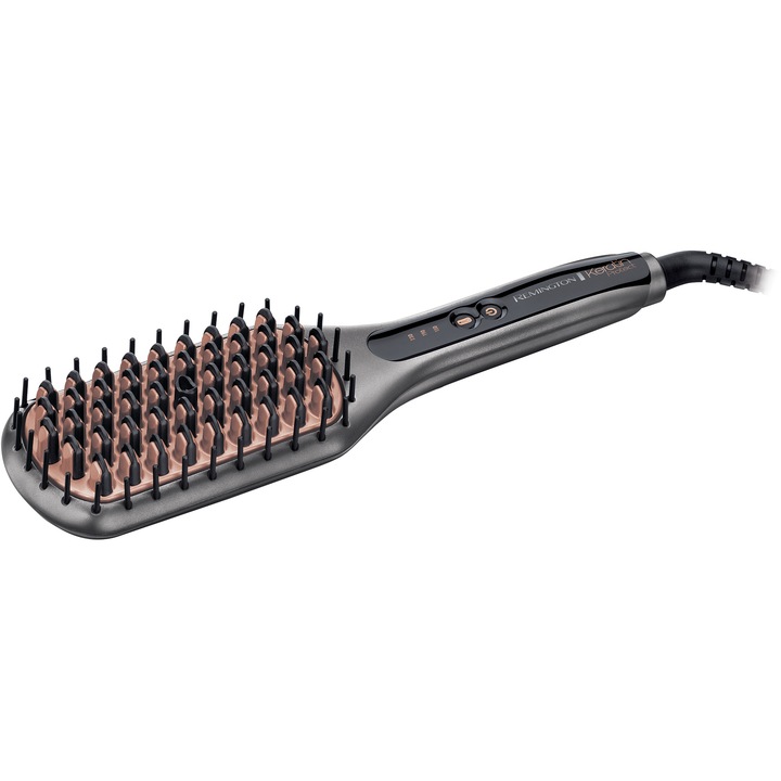 Електрическа четка за изправяне на коса Remington Keratin Protect CB7480, 230°C, Керамична повърхност, Сребриста
