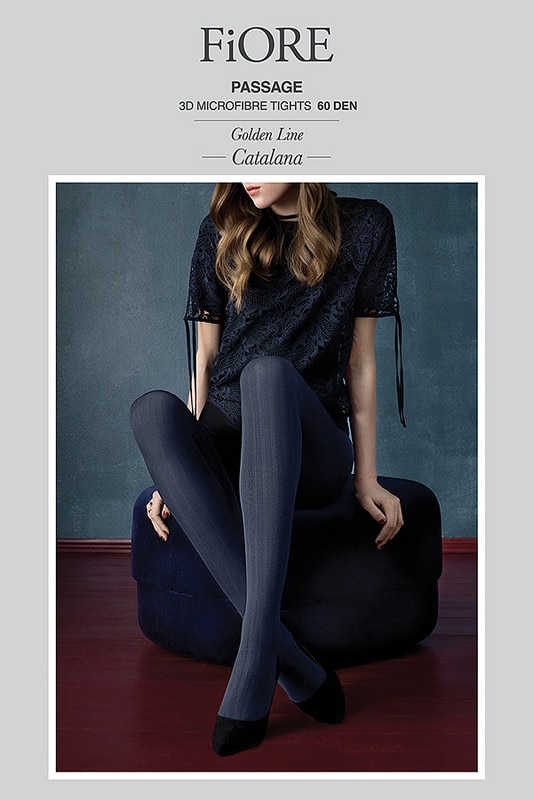 Ciorap FIORE Passage 60 Den, Bleumarin