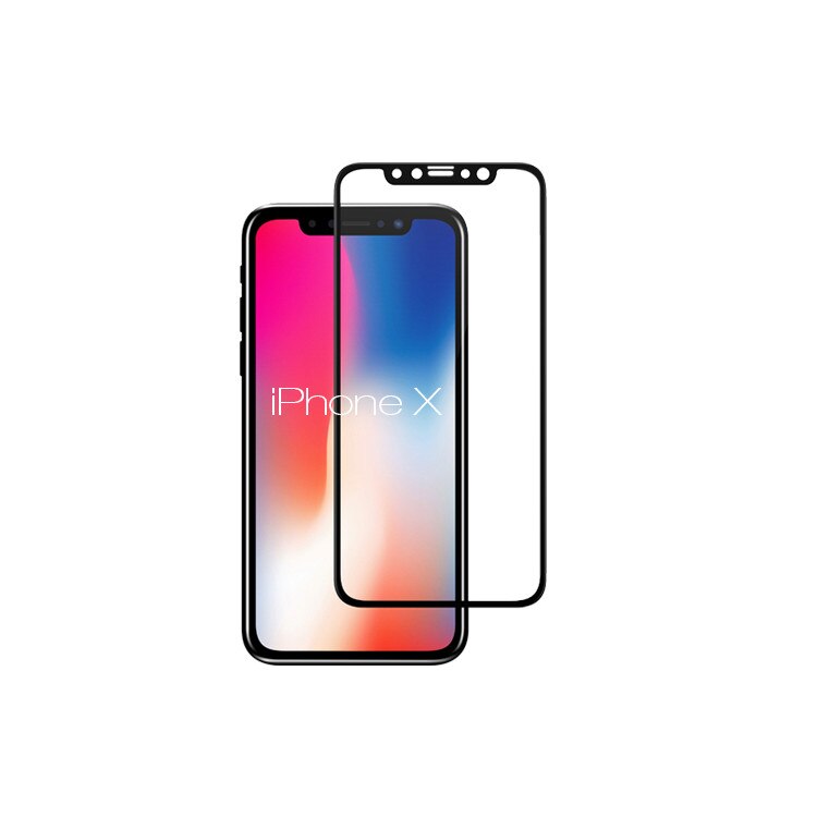 Folie de protectie sticla 5D, iPhone X, negru, full face
