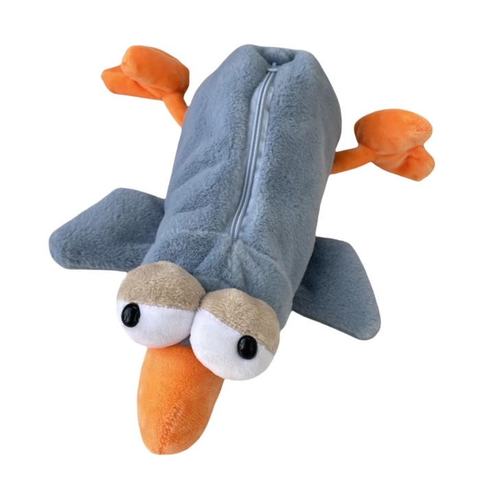 Пухкава химикалка с пера с дизайн на птица, за офиса и дома, многоцветна, компактен размер.