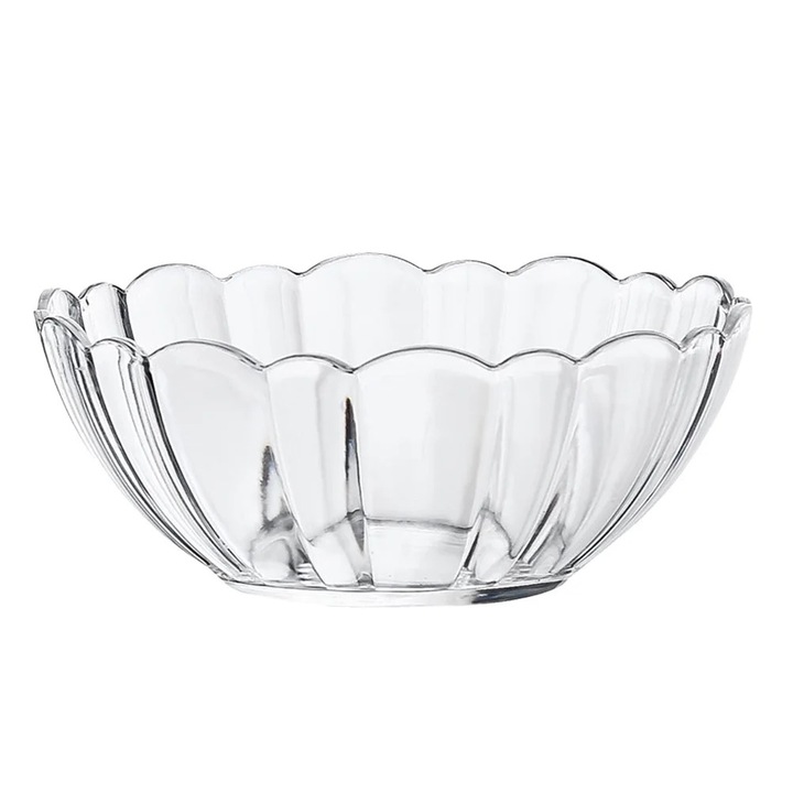 Bol acrilic transparent design lotus, 13.2x13.2x5.2cm, pentru salate, deserturi, aperitive