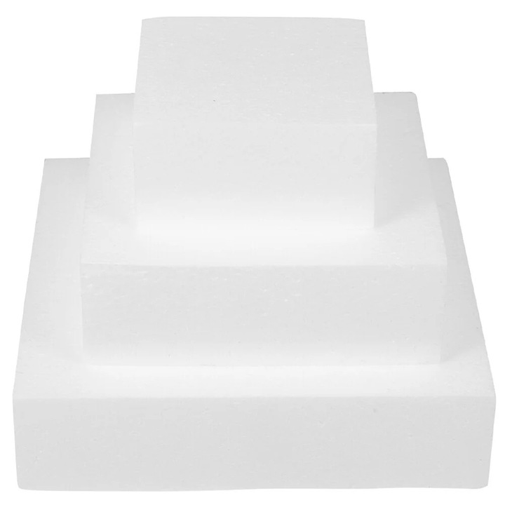 Set 3Pcs Forme Prajituri Alb 20x20x20cm, 15x15x7cm, 10x10x7cm