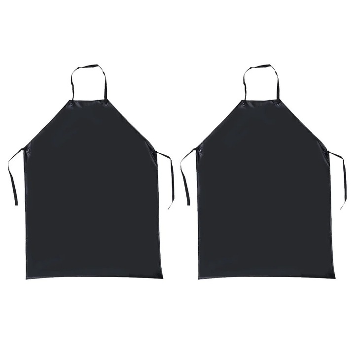 Sorturi de bucatarie set 2 bucati, PVC, rezistent la apa, negru, 110x80x1cm