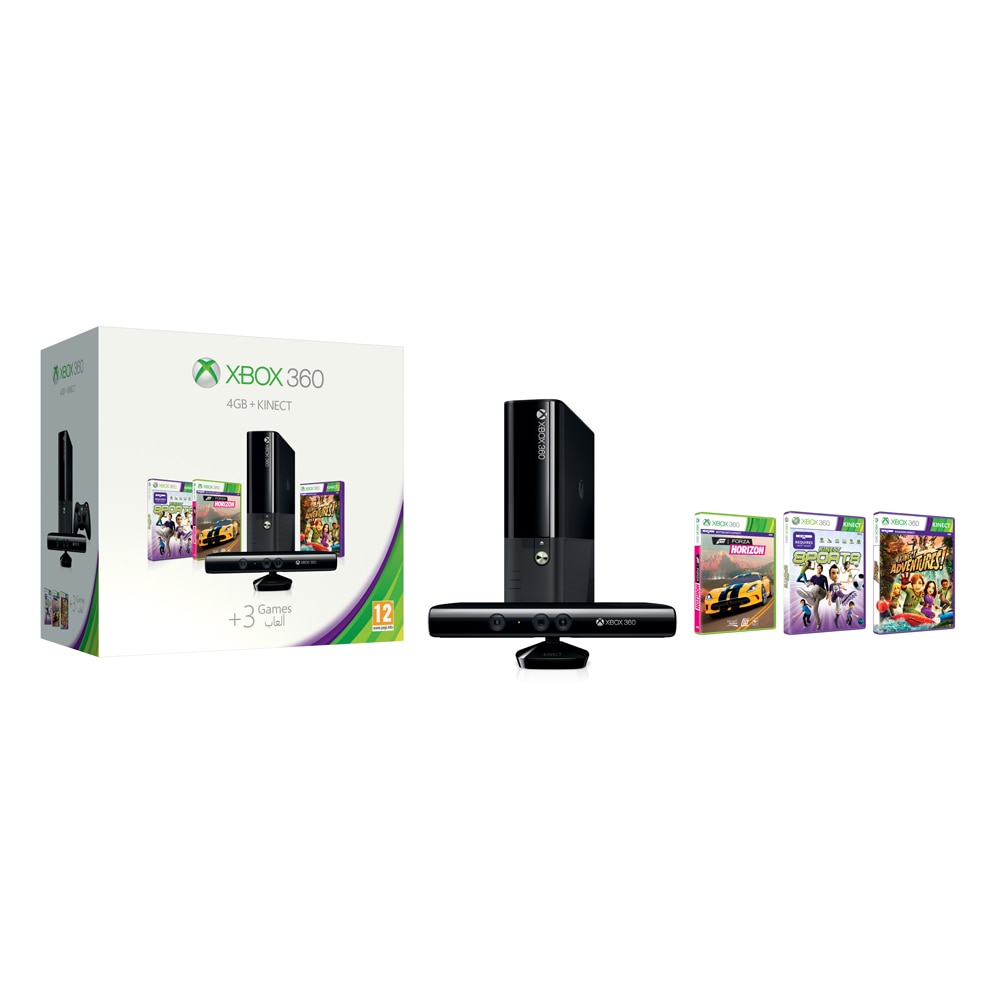 FG Grupo :: VIDEO GAME MICROSOFT XBOX 360 4GB KINECT SENSOR + JOGO FORZA  HORIZON + KINECT SPORTS + KINECT ADVENTURES + CONTROLE SEM FIO