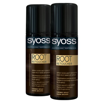 Pachet promo: 2 x Spray colorant pentru radacina Syoss Root Retoucher Dark Brown, 120ml Pachet promo: 2 x Spray colorant pentru radacina Syoss Root Retoucher Dark Brown, 120ml