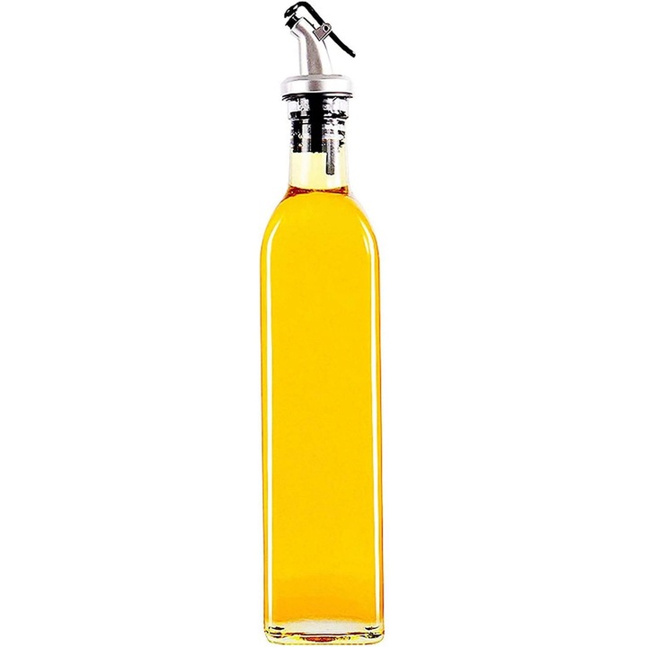 Set de sticle pentru ulei si otet, 500ml, design fara picurare, sticla transparenta
