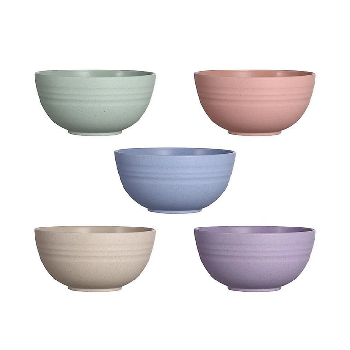 Комплект 5 купи за салата от пшенична слама, 12 см, нечупливи