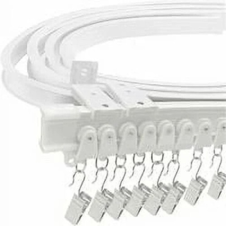 Гъвкава катарама за завеси, 5 м, издръжлива пластмаса, монтаж на таван или стена, идеален за хардуерен хардуер, разделител на помещения