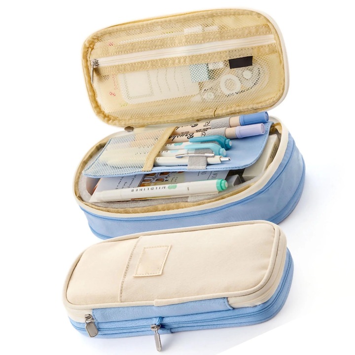 Голям вместим молив, макарон, изработен от канаваца, многоцветен, размери 20х7см