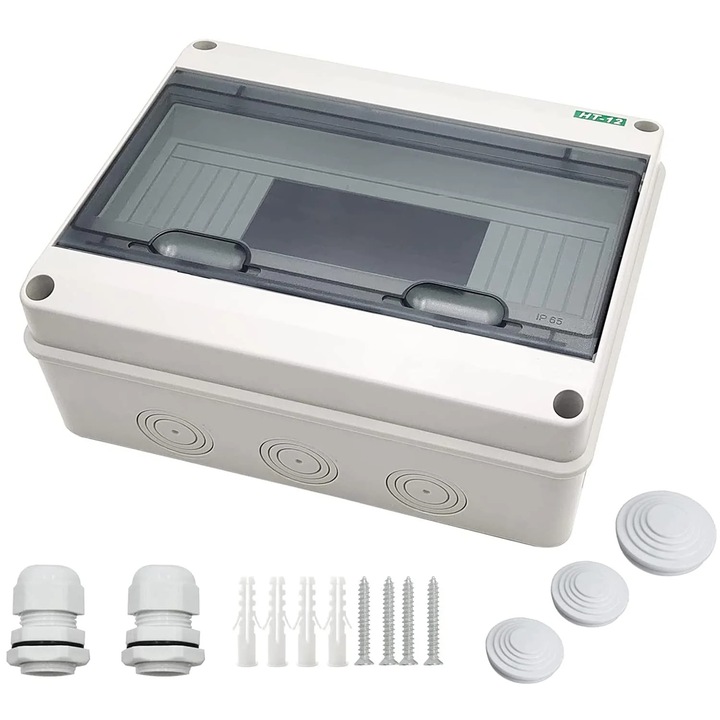 Tablou electric exterior, 8 module, impermeabil IP65, cu capac transparent, dimensiuni 12x8x4cm