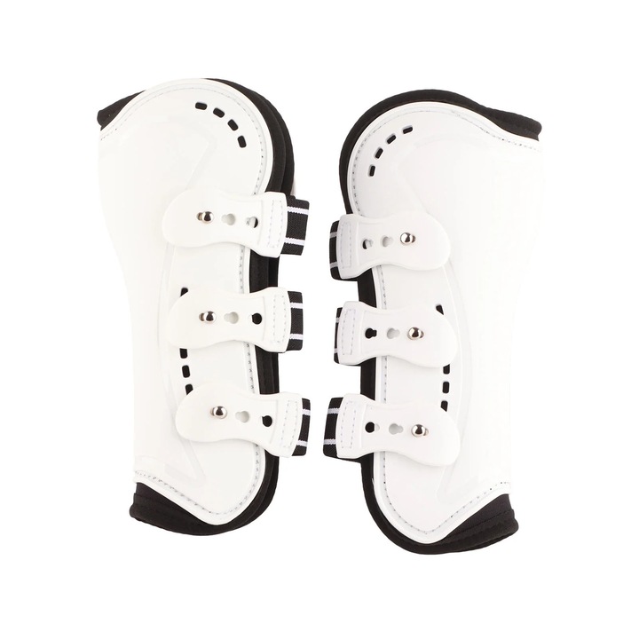Cizme pentru tendon cal, alb, set, material PU si neopren, accesorii echitatie