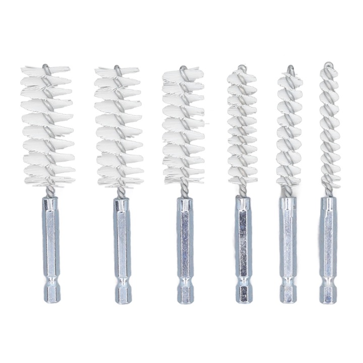 Perie de curatare cu sarma rasucita, rezistenta la rugina, 6 buc., cu tija hexagonala de 1/4 inch, pentru sofer cu impact de burghiu electric
