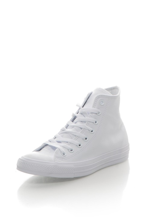 Converse, Tenisi mid-high de piele Chuck Taylor All Star, Unisex, Alb