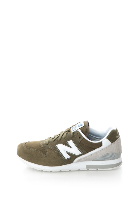 New Balance, Pantofi sport de piele intoarsa cu logo 996, Verde