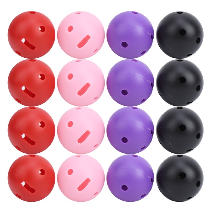 Set 16 mingi golf Enforose, roz, rosu, violet, negru, 44mm, pentru antrenament interior