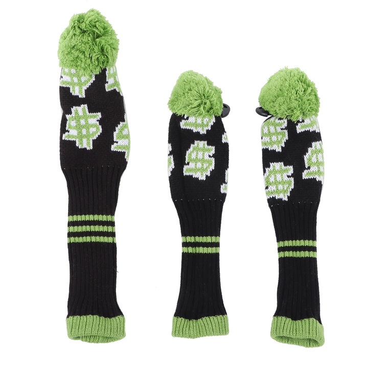 Set 3 huse din lana pentru capul crosei de golf, Enforose, protectie, numar rotativ 1/3/5