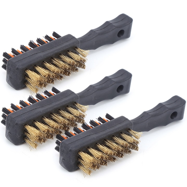 Set 3 perii de curatare pentru club de golf, Enforose, dubla fata, material ABS, nylon, cu fir de cupru