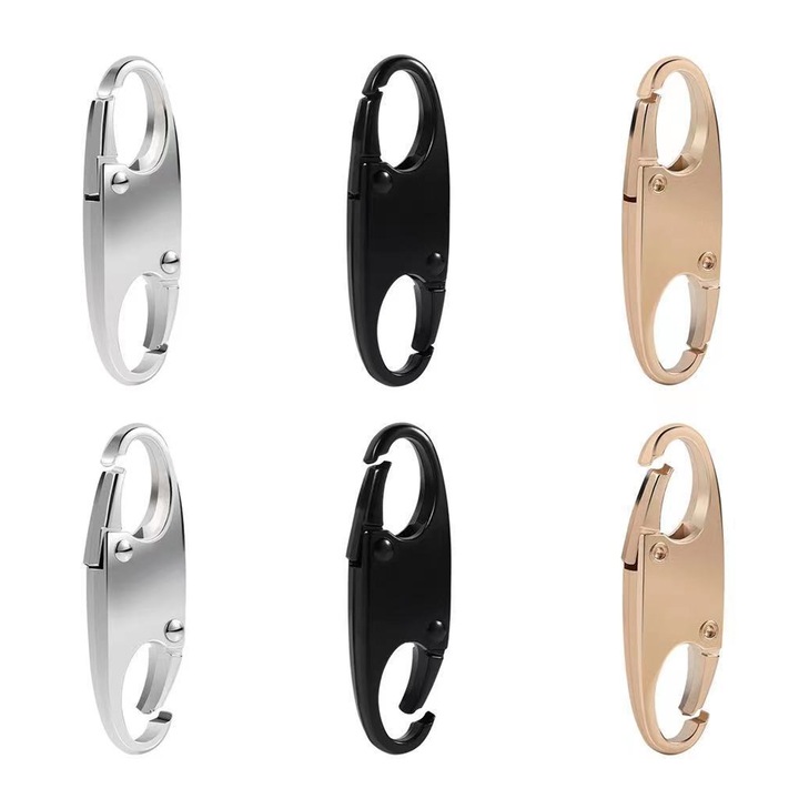 Set 6 agrafe cu fermoar, Enforose, 2 negre, 2 argintii, 2 aurii, 1.5x0.4in