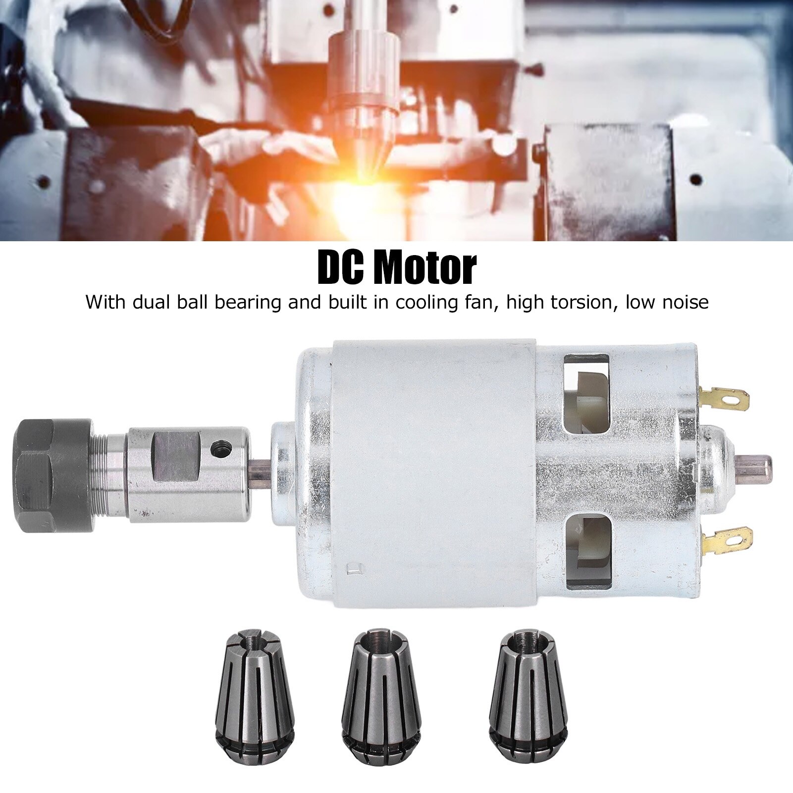 Motor Spindle DC 20000 RPM, Enforose, 3 mandrine ER11, 24V, 5mm x 14mm ...