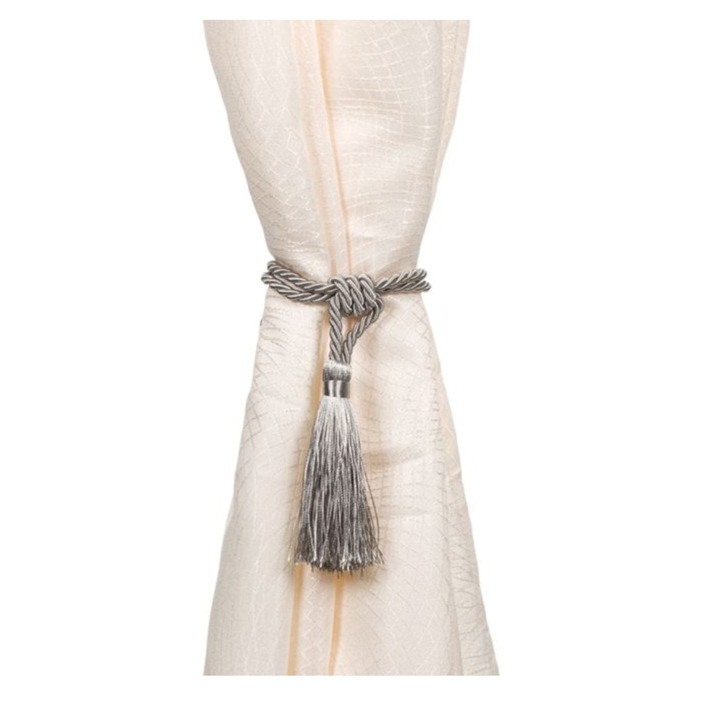 Snur decorativ pentru prindere perdea/draperie, cu ciucuri pe capete, 12 cm