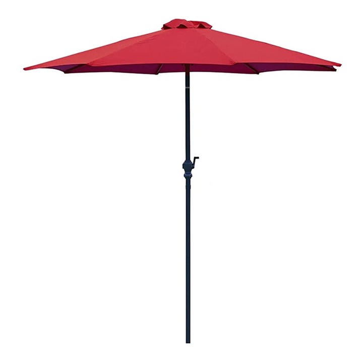 Umbrela de Soare pentru Terasa, Gradina, OPTIM SOLUTION, Impotriva Radiatiilor Solare, Ploaie, Rotunda, pentru Spatiu Exterior, Umbra, Waterproof, Diametru 2.70 m, cu Manivela, Protectie UV, Structura Solida, Rezistenta, XTO, Rosu