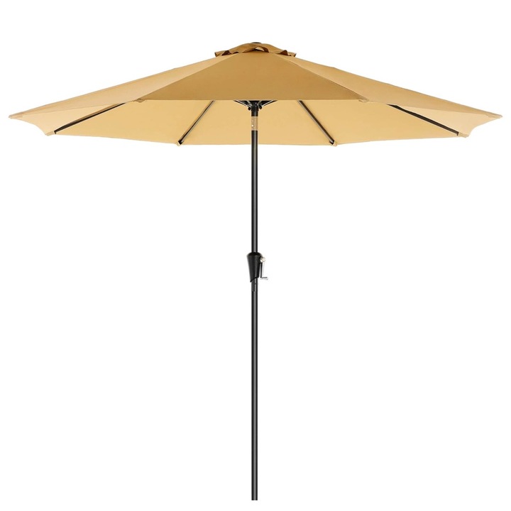 Umbrela de Soare pentru Terasa, Gradina, OPTIM SOLUTION, Impotriva Radiatiilor Solare, Ploaie, Rotunda, pentru Spatiu Exterior, Umbra, cu Inclinare, Waterproof, Diametru 2.70 m, cu Manivela, Protectie UV, Structura Solida, Rezistenta, XTO, Bej
