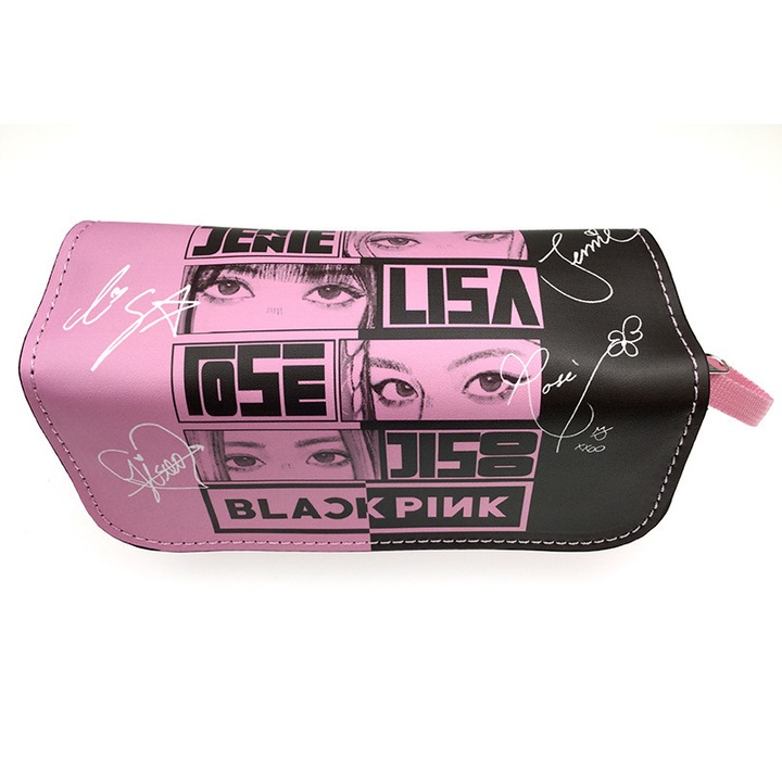 Nagy kapacitású tolltartó, BLACKPINK, fekete és rózsaszín, A-6, 21x7x10cm