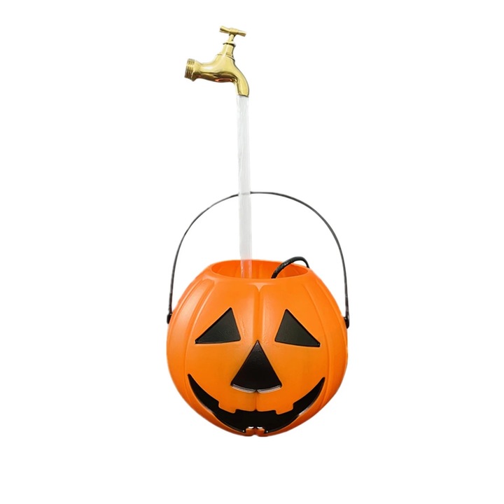 Декоративен Хелоуин фонтан от тиква, комплект с потопяема помпа, 25см, многоцветен