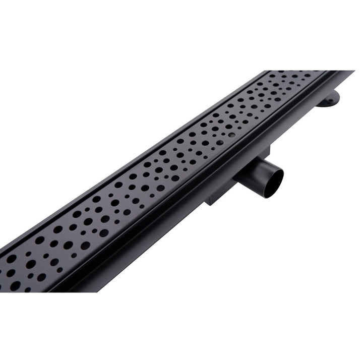 Rigola dus negru mat cu gratar Chaos, integral otel inox, lungime 50 cm