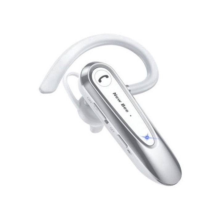 Casca Bluetooth New Bee LC-B45, Baterie 20 ore, Anulare zgomot AI, Doua microfoane, Multipoint, Culoare Alb