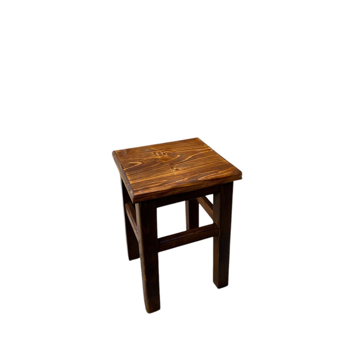 Tömör fa zsámoly, 100 kg teherbírás, magasság 45 cm, dió színű