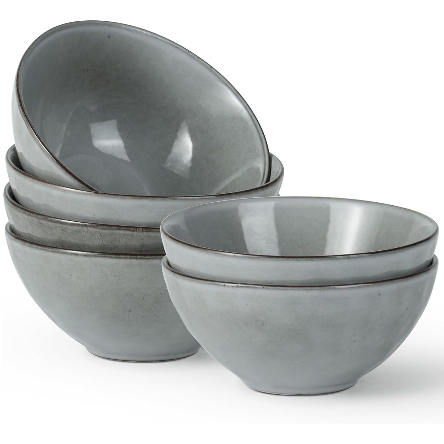 Callena Set de 4 boluri de ceramică vintage Belle Époque gri, 700 ml