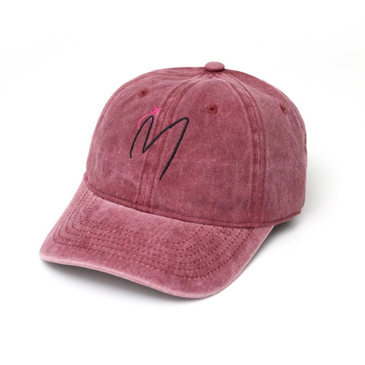 Sapca vintage washed burgundy, din bumbac, model nestructurat, reglabila, one-size