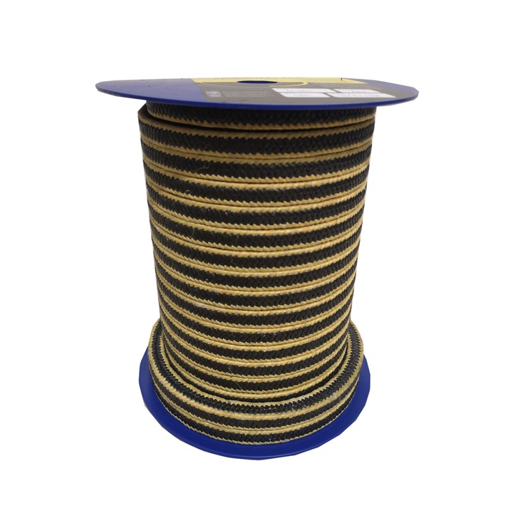 Grafit teflon tömítőzsinór aramiddal, 10x10mm, 5kg/34m/tekercs