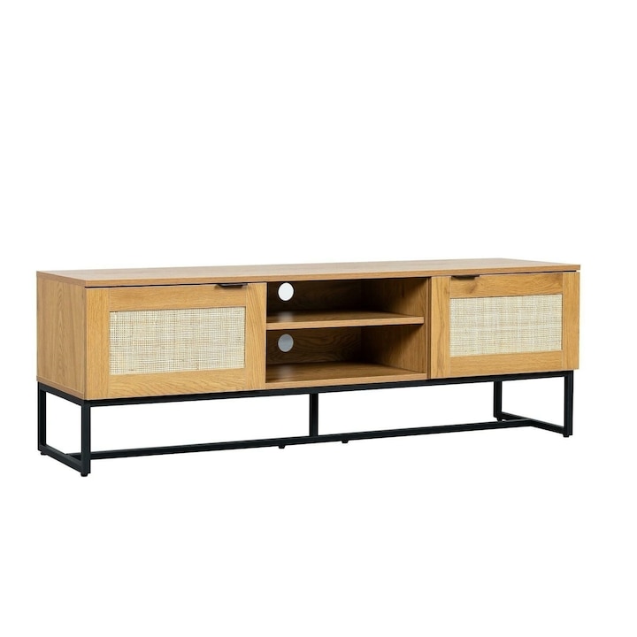 Скрин RTV Capri, 2 ратанови фронта, покритие дъб, метална основа, 161,5x48x14см