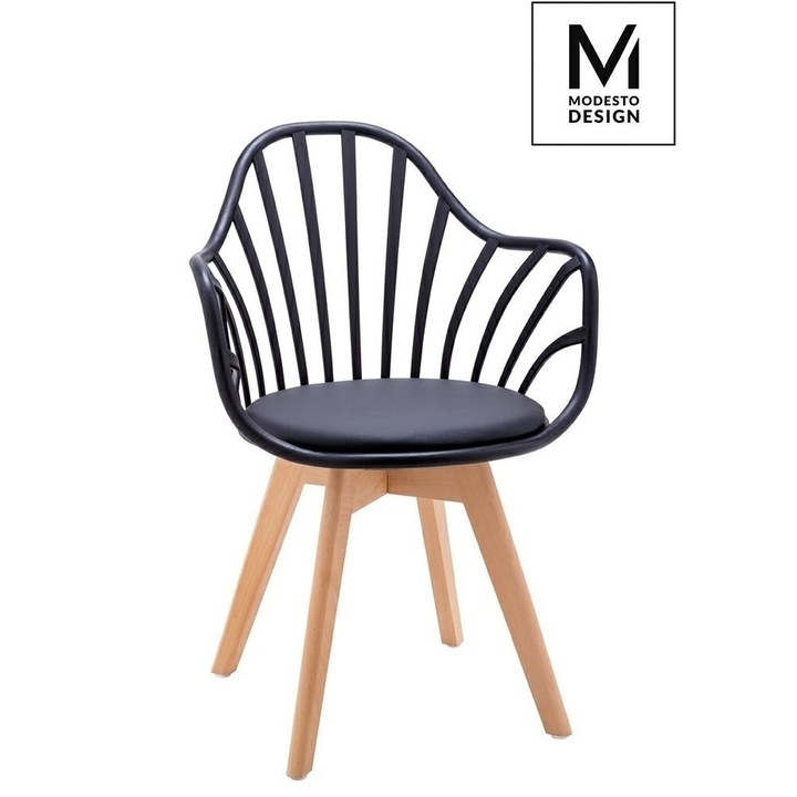 MODESTO DESIGN ALBERT ARM szék fekete - polipropilén, eco-bőr, bükkfa