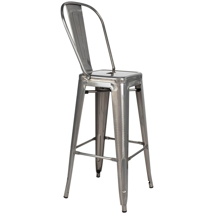 TOWER BIG BACK fém bárszék, 117x43x43cm, 76cm ülőmagasság, ezüst