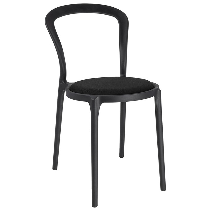 SLIM szék, fekete, polipropilén, párnával, 83x43,5x55,5 cm
