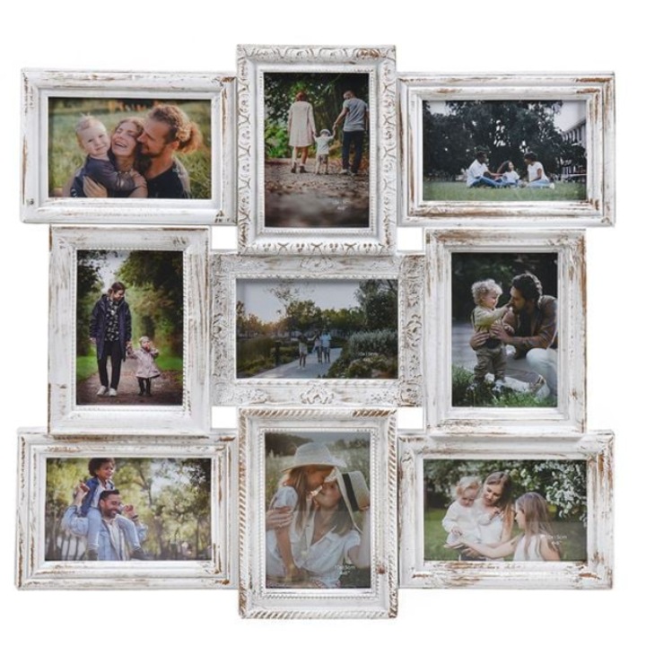 Rama Foto, CXN, Alb, 9 poze 10x15cm, 51.5x51.5cm