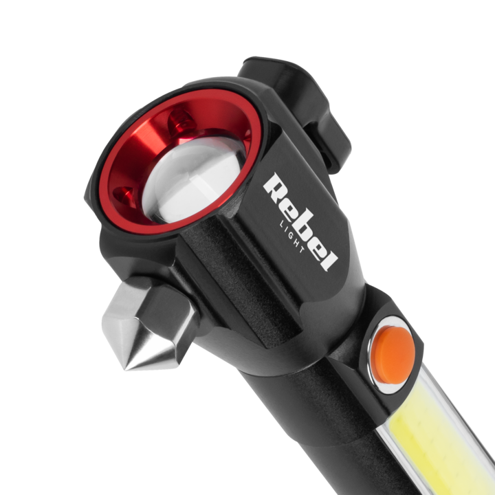 Многофункционален фенер с батерия, зуум, нож, чук, 166x63x27 мм, LED, USB-C