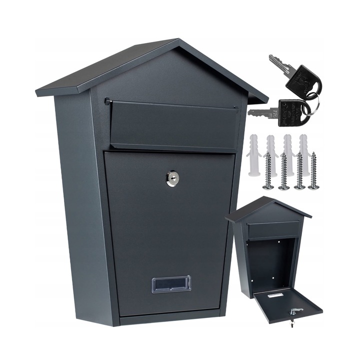Finch postaláda, 38x32x10,5cm, antracit szín, 2 kulcs