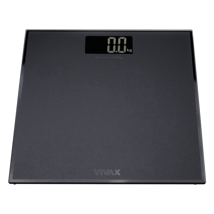 Везна за баня Vivax PS-157BM, 180 кг, черно стъкло