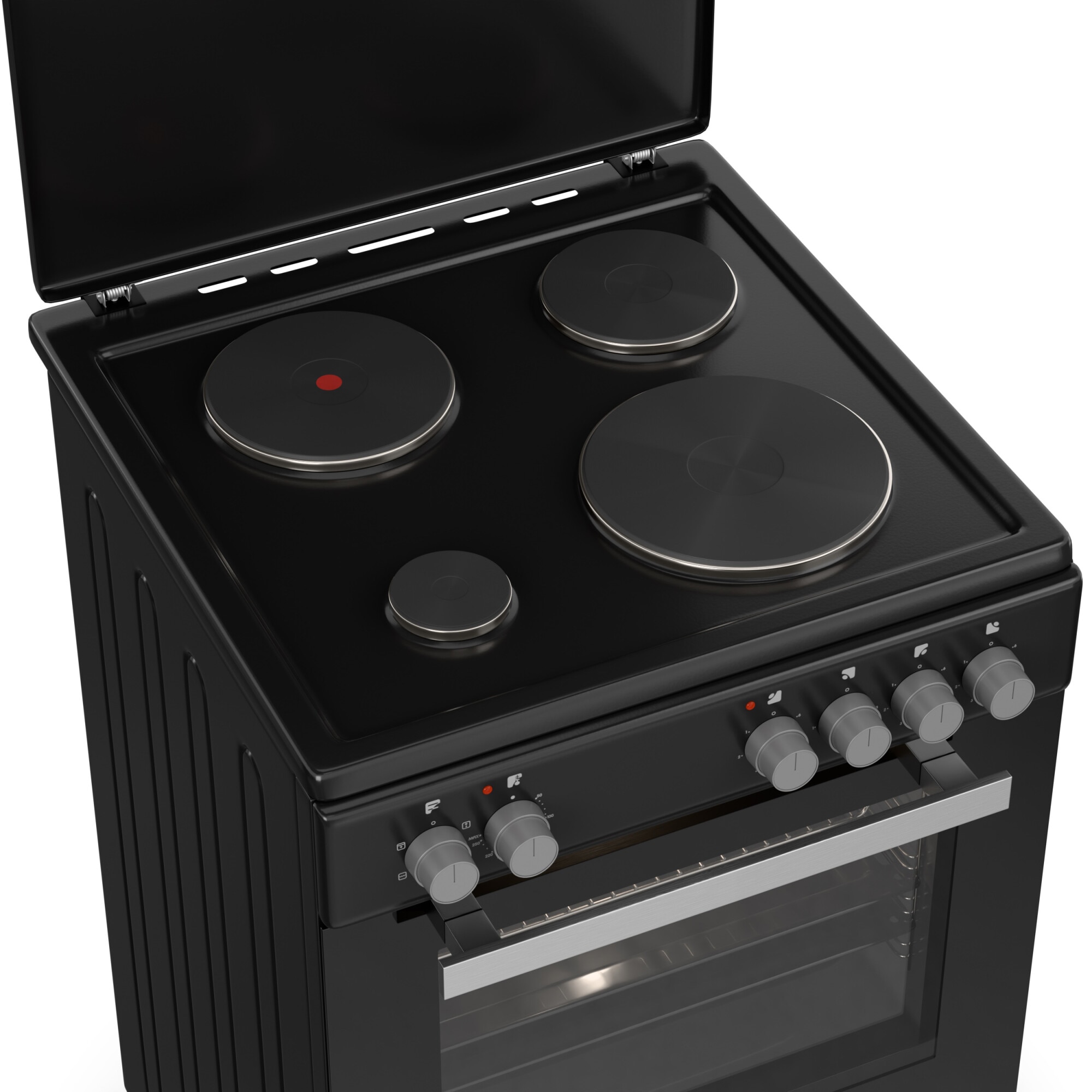 Aragaz electric Hyundai HCMU24V-7260E/BL, clasa A, 4 zone de gatit, capacitate 69lt, negru