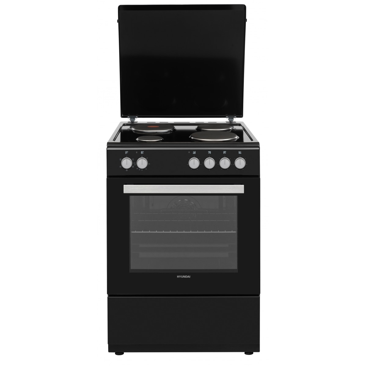 Aragaz electric Hyundai HCMU24V-7260E/BL, clasa A, 4 zone de gatit, capacitate 69lt, negru
