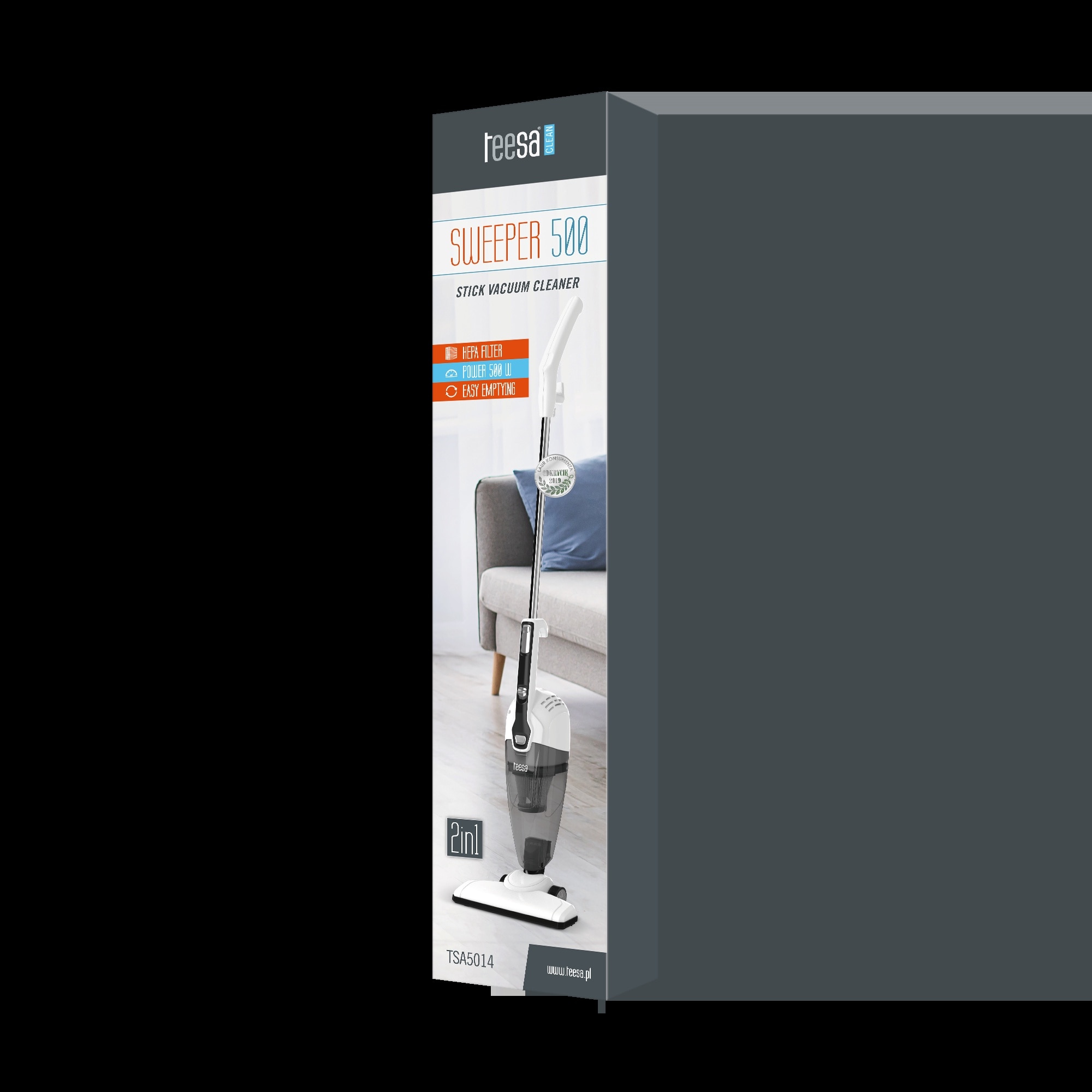Aspirator vertical 2in1, Teesa, 500W, 0,7l, 5m, 132x244x1118mm