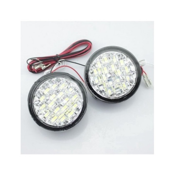 Kerek nappali menetfény 18 LED*0.5W 12V, Kikapcsolás bekapcsolt fényszóró esetén funkcióval