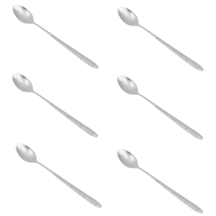 Комплект 6 лъжички за кафе, Метал, 19х3 см