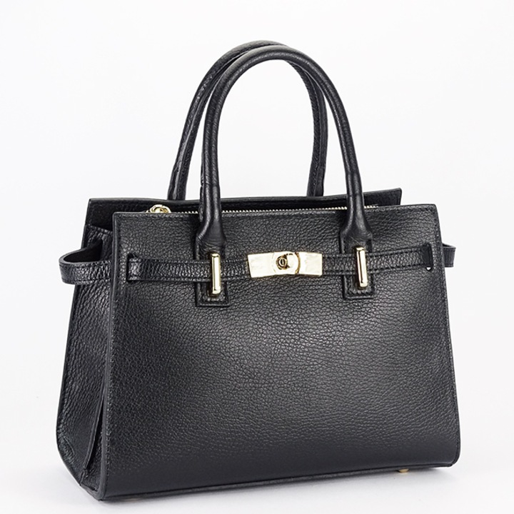 Geanta din piele naturala office/casual B-1727 122, Negru, 20x27x13