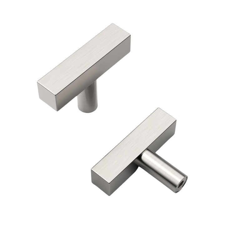 Set de 10 manere pentru dulap, tip buton, 50 mm latime, 35 mm inaltime, Nichel satinat